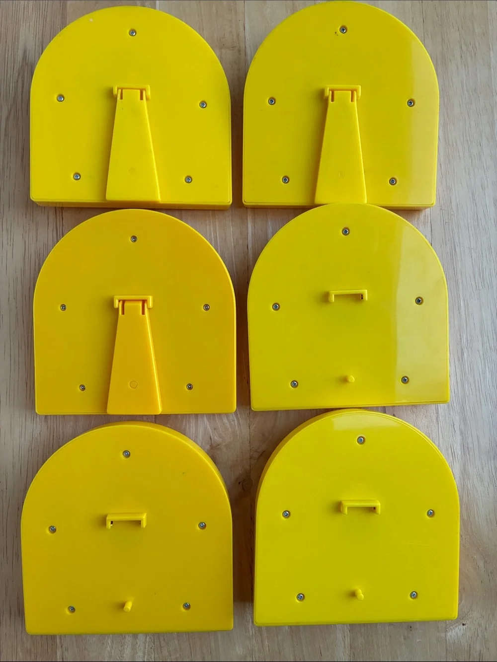 Kids Learning Clocks lot of 6 Yellow w/  Red Hands Judy/Instructo about 5 in tal